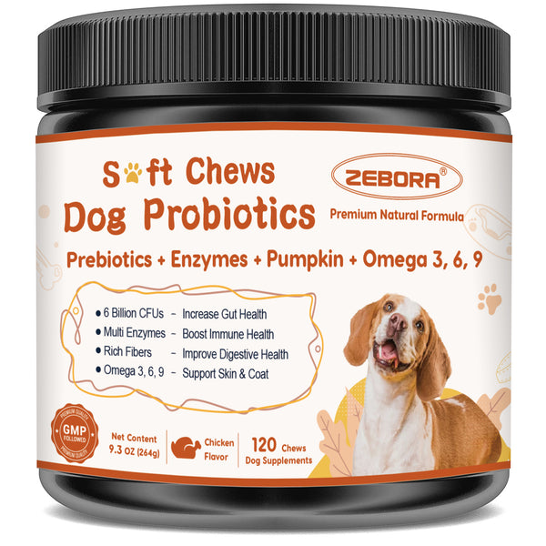 Dog Probiotics 6-in-1 Pumpkin Omega-3 Gut Skin | ZEBORA