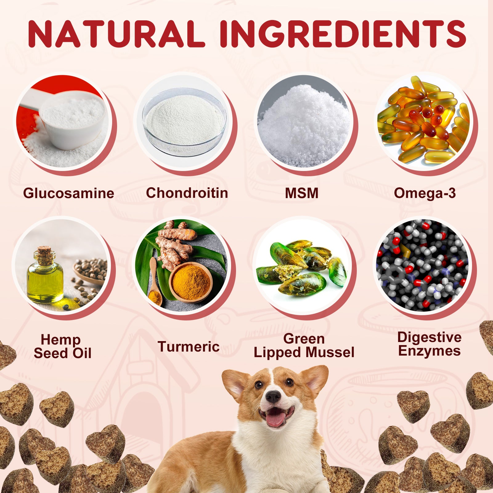Glucosamine Joint Chews for Dogs with Chondroitin, MSM & Turmeric, 120 Soft Chews