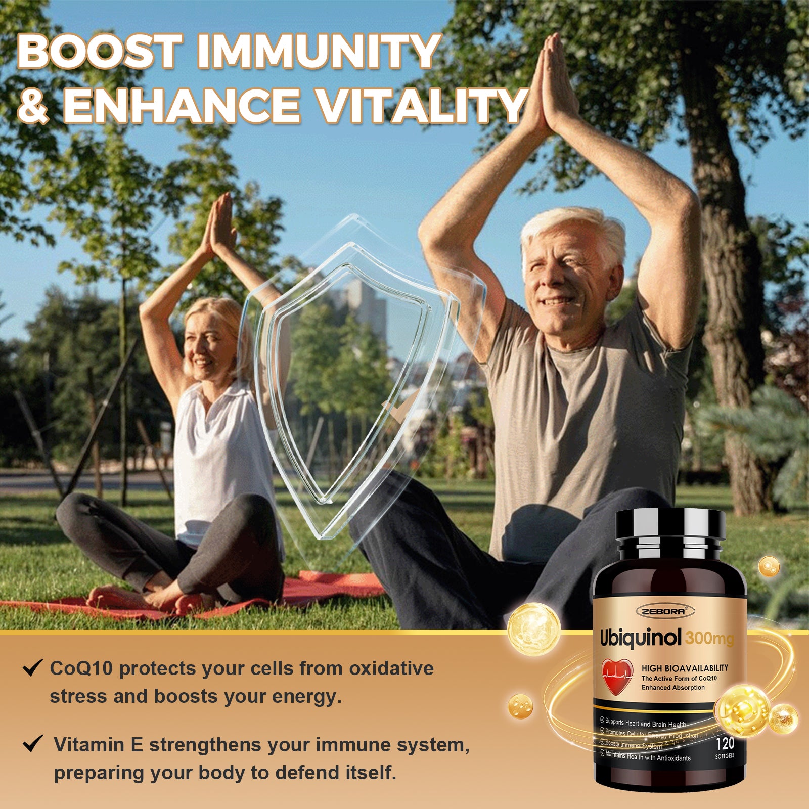 Ubiquinol CoQ10 300mg 4 in 1 Heart Health and Energy Support 120 Softgels