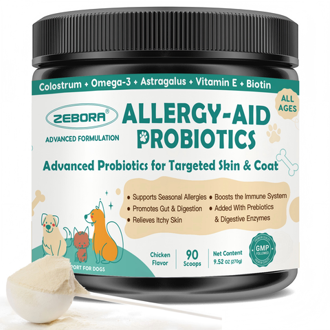Probiotics for Dogs, with Colostrum, Omega-3, Dog Allergy Relief & Itching Skin Relief, Support Itchy Ears, Seasonal Allergies, Digestive, Immune Health, 90 Scoops, Chicken Flavor