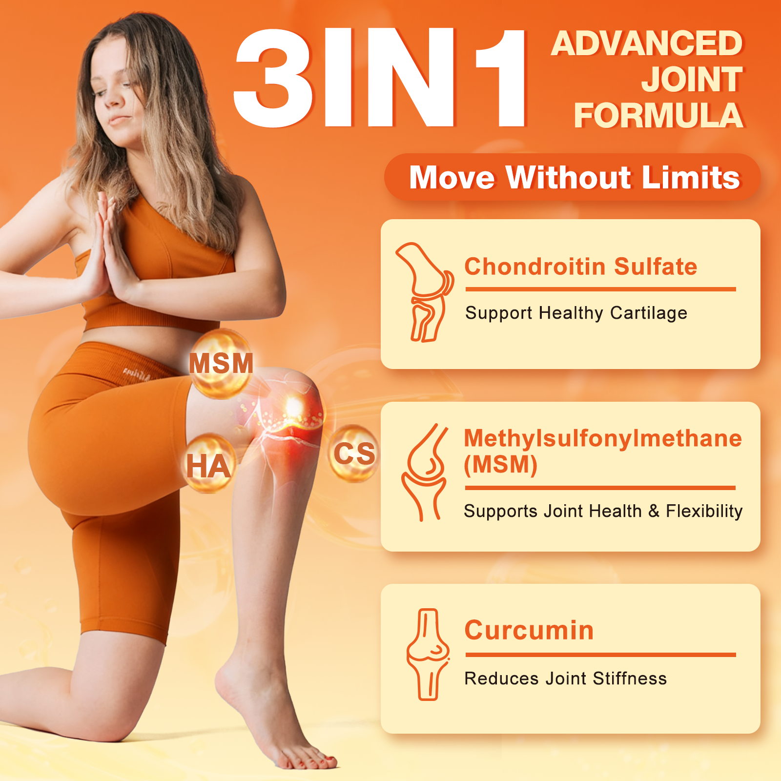 Multi Collagen Peptides Powder with MSM CS for Joint Recovery 50 Servings