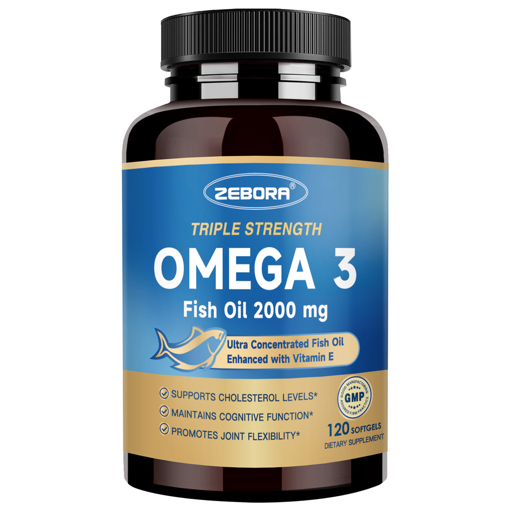 Triple Strength Omega 3 Fish Oil 2000mg rTG Formula for Heart Brain and Immune Health 120 Softgels