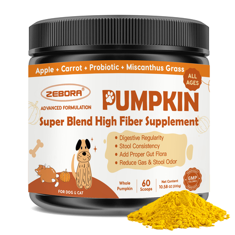 Pumpkin Fiber Mix for Dogs & Cats – Digestive Support – 10.58 oz - ZEBORA