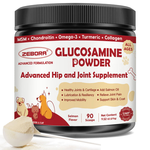 Joint Health Supplement for Dogs & Cats – Glucosamine, Chondroitin, MSM | Mobility & Hip Support – 270g - ZEBORA