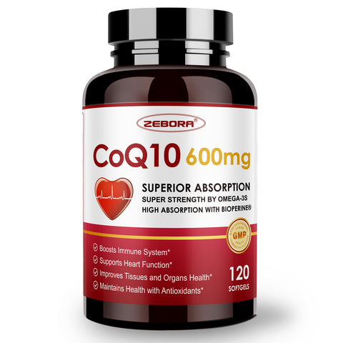 CoQ10 600mg Extra Strength with PQQ Omega 3 BioPerine Heart Health Energy 120 Softgels