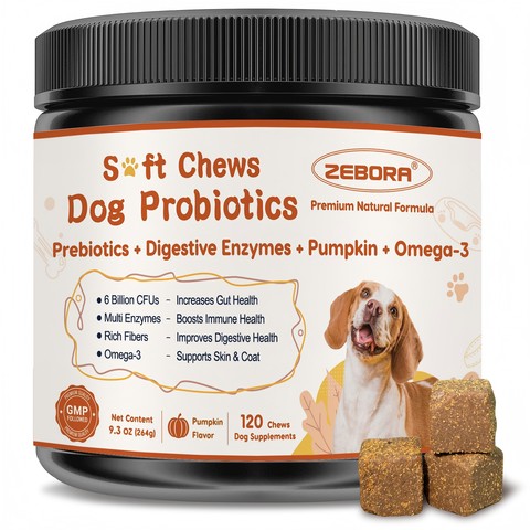 Probiotics for Dogs - Dog Probiotics, Pumpkin for Digestive & Gut Health, Digestive Enzymes & Prebiotic for Occasional Diarrhea, Support Immune, Skin & Allergies, 120 Soft Chews, Pumpkin Flavor