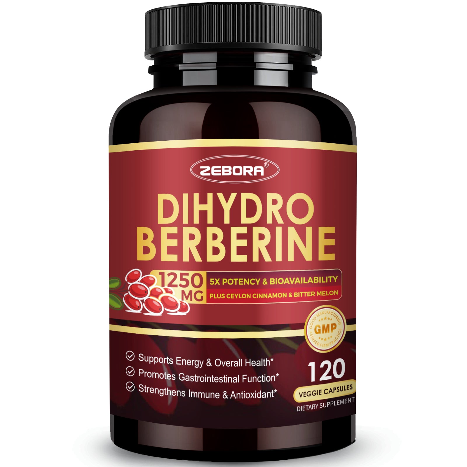 Dihydroberberine Complex with Ceylon Cinnamon and R-ALA for Immune and Heart Support, 120 Capsules