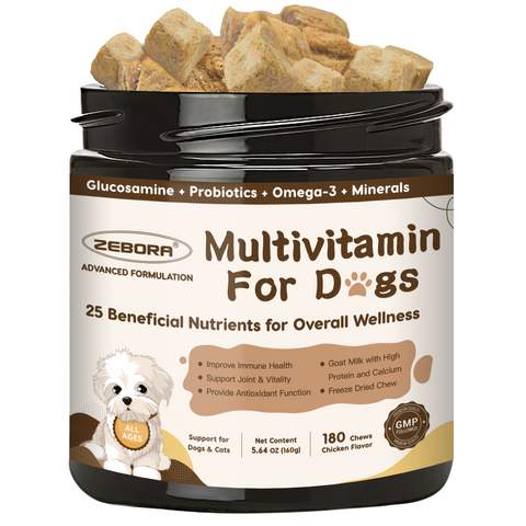 Dog Multivitamin with Probiotics - Multivitamin for Dogs with Glucosamine, Omega 3 and Probiotics for Dogs Digestion, Immunity, Joint, Skin and Coat - 180ct