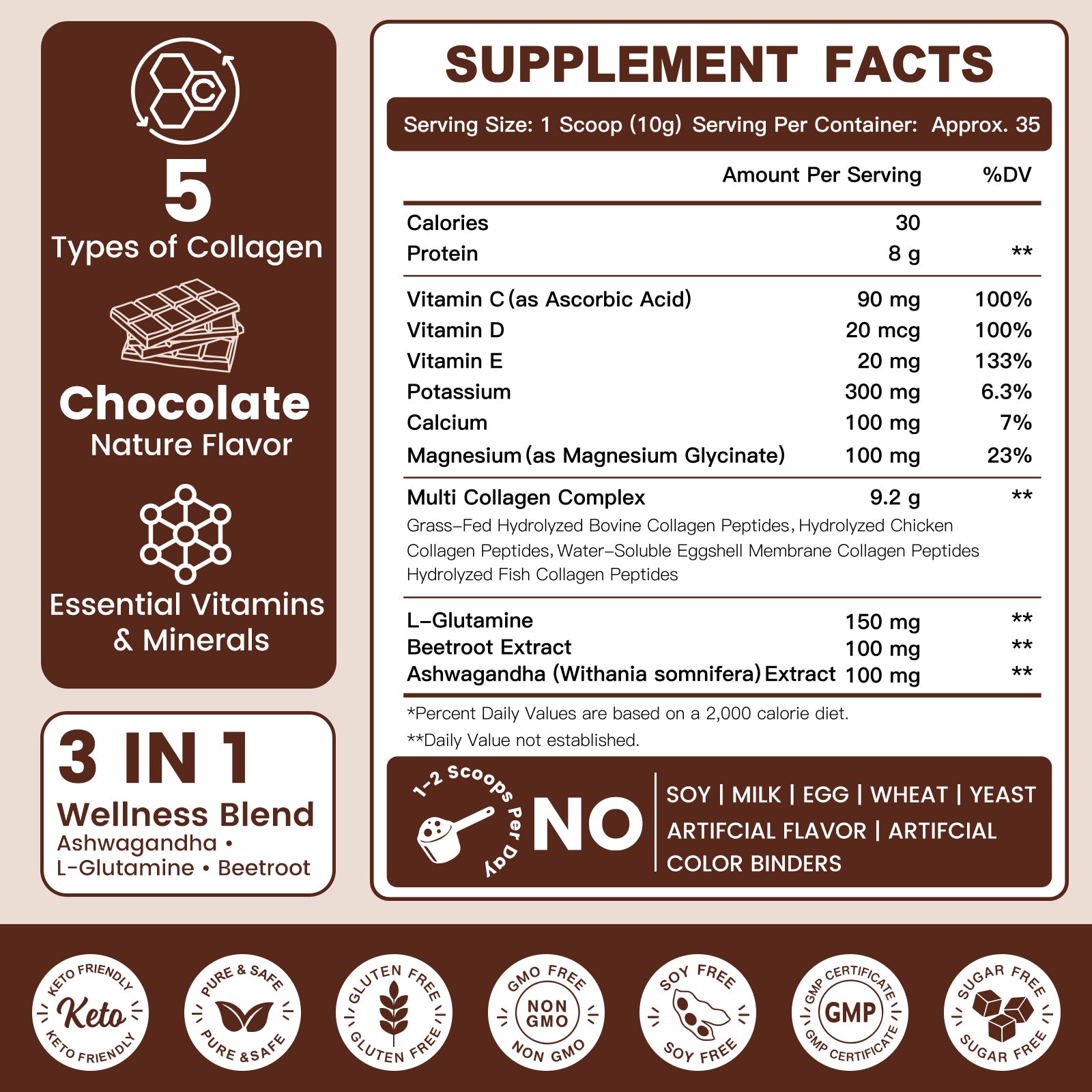 Chocolate Multi Collagen Peptides for Women, 35 Servings
