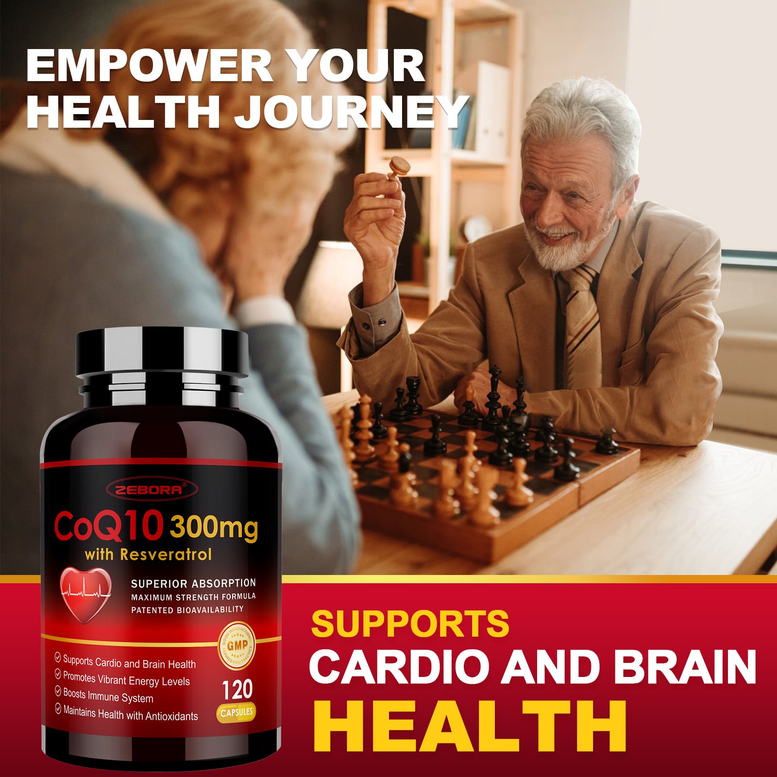 CoQ10 300mg with Trans-Resveratrol, PQQ and Vitamin E, High Absorption Antioxidant for Heart and Energy, 120 Veggie Capsules