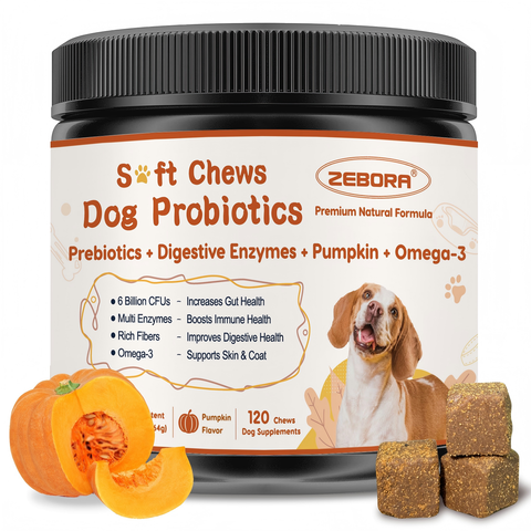 Probiotics for Dogs - Dog Probiotics, Pumpkin for Digestive & Gut Health, Digestive Enzymes & Prebiotic for Occasional Diarrhea, Support Immune, Skin & Allergies, 120 Soft Chews, Pumpkin Flavor