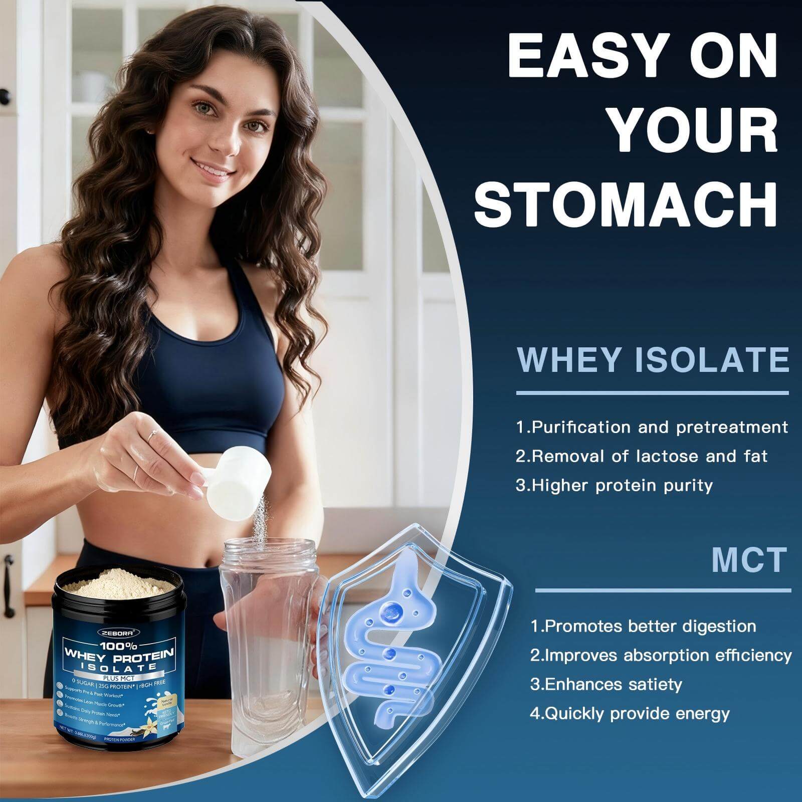Whey Protein Powder, Vanilla Flavor, Grass Fed Whey Protein Isolate, 25g Protein Per Serving, Keto Friendly, 10.58 Oz, 10 Servings