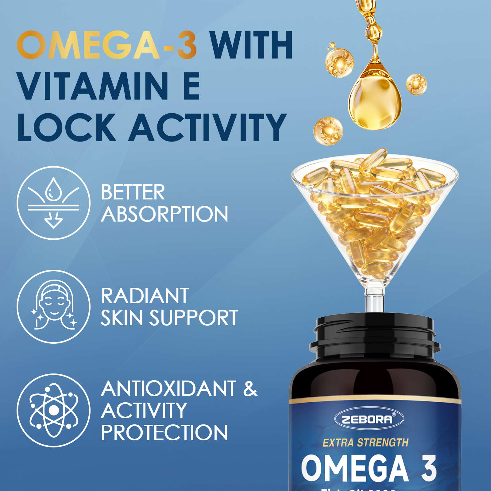Omega-3 2000mg – DHA & EPA for Brain & Heart, 120 Softgels