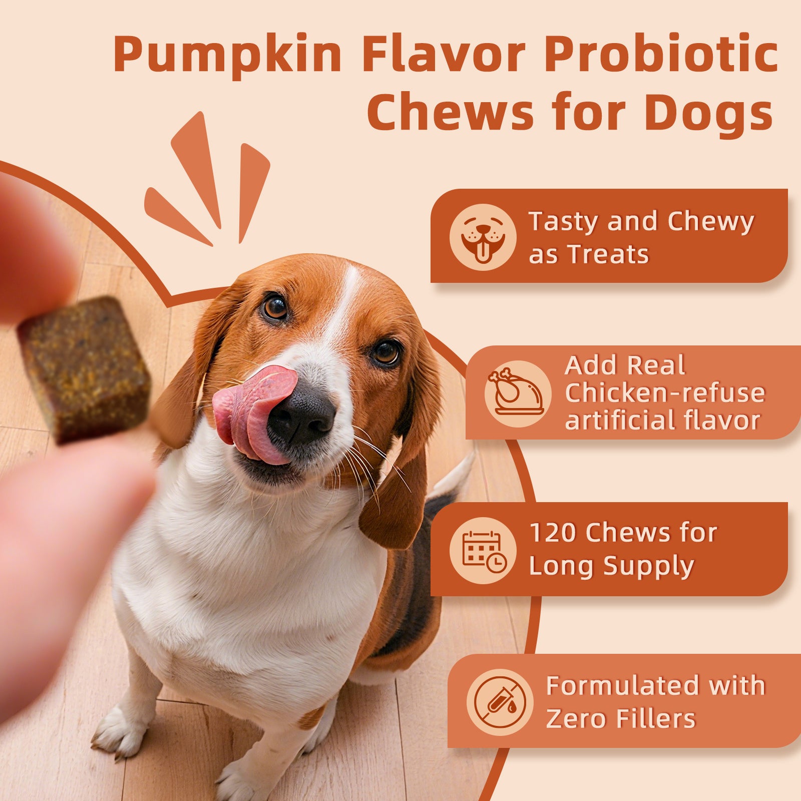 Probiotics for Dogs - Dog Probiotics, Pumpkin for Digestive & Gut Health, Digestive Enzymes & Prebiotic for Occasional Diarrhea, Support Immune, Skin & Allergies, 120 Soft Chews, Pumpkin Flavor