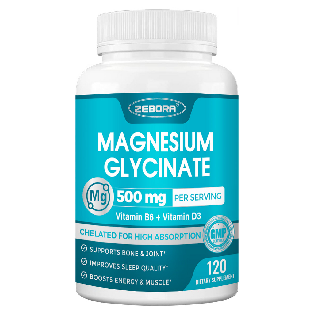 Magnesium Glycinate 500mg, High Absorption Magnesium Supplement with Vitamins B6 & D3, Chelated Magnesium Glycinate Capsules for Muscle, Heart, Calm & Immune Health, Non-Buffered, 120 Capsules