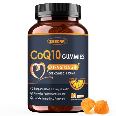 CoQ10 Supplement 200mg Gummies for Heart and Immune Support, Natural Orange, 90 Gummies