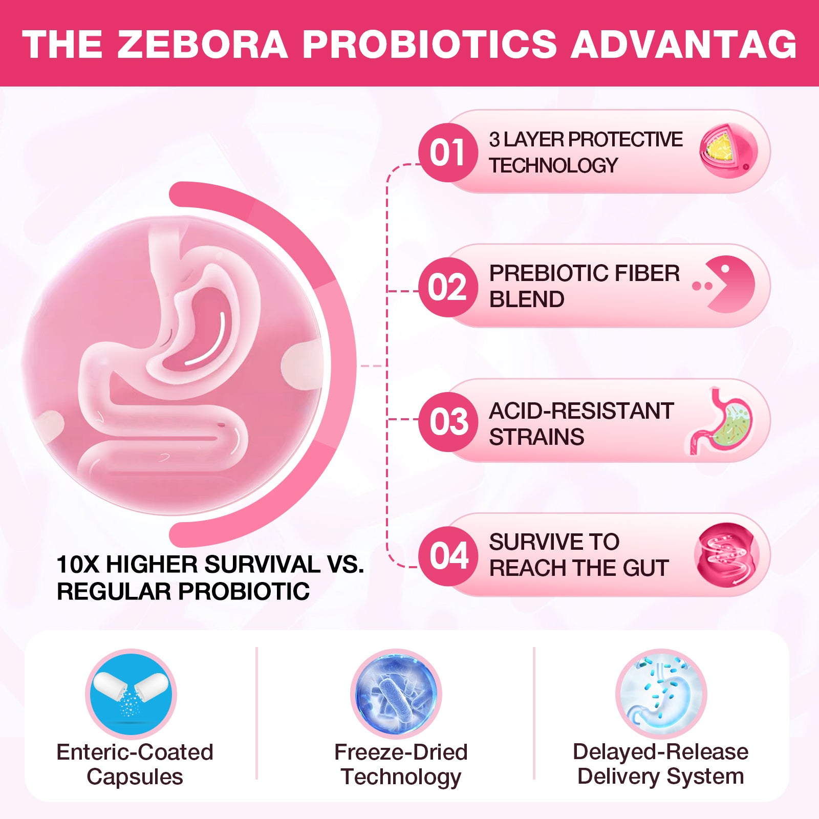 Probiotics for Women, Vaginal Probiotic with Cranberry, Organic Prebiotics, D-Mannose, & Vitamin C, 90 Vegan Capsules