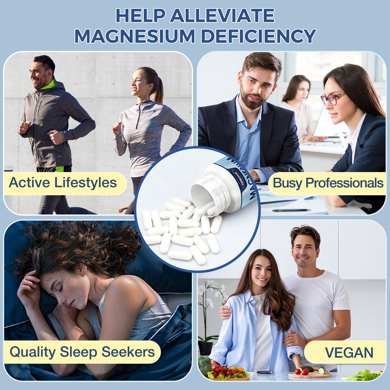 High Absorption Triple Magnesium Complex with Zinc and D3 for Total Body Support Vegan 120 Capsules