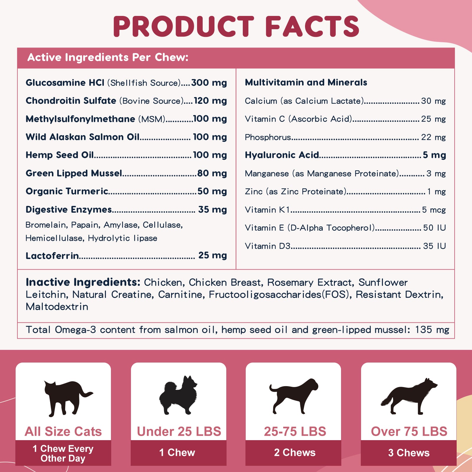 Dog Joint Supplement with Glucosamine, Chondroitin & MSM for Mobility & Joint Support, 180 Chews