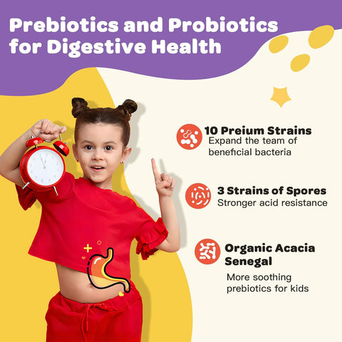 Kids Probiotic Chewables – 5B CFU Gut & Immune Support with Prebiotics, Vitamin C & Zinc, 75 Servings