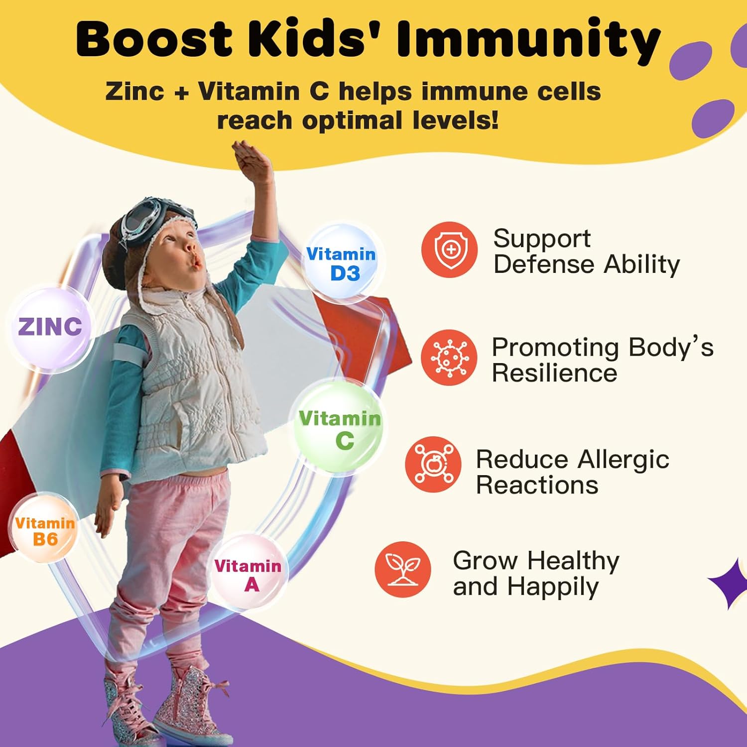 Kids Probiotic Chewables – 5B CFU Gut & Immune Support with Prebiotics, Vitamin C & Zinc, 75 Servings