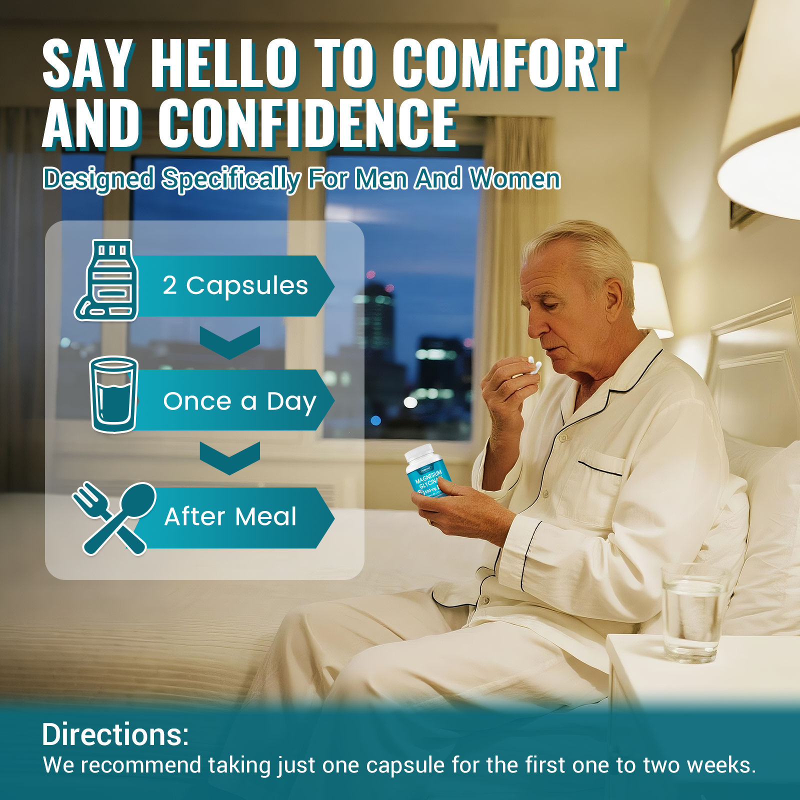 Magnesium Glycinate 500mg, High Absorption Magnesium Supplement with Vitamins B6 & D3, Chelated Magnesium Glycinate Capsules for Muscle, Heart, Calm & Immune Health, Non-Buffered, 120 Capsules