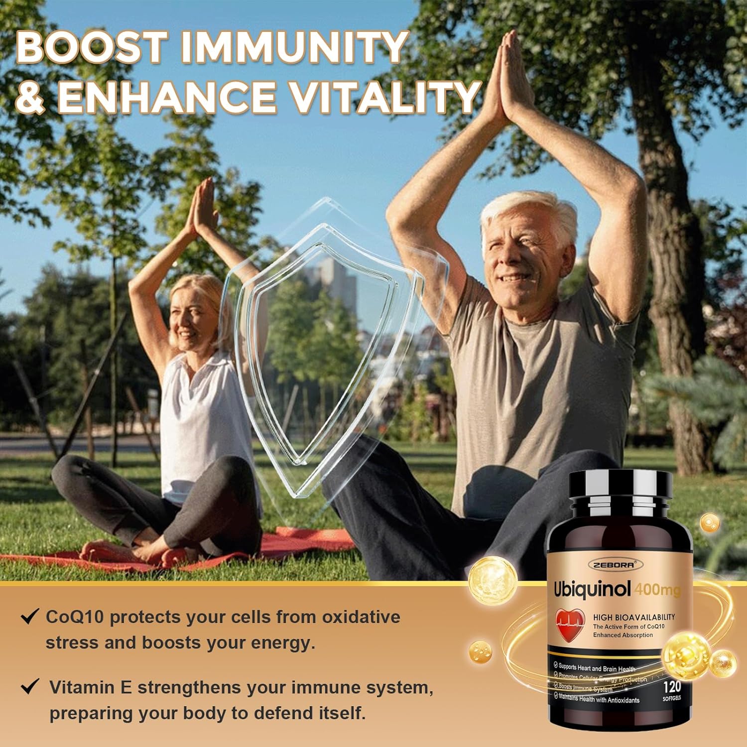 Ubiquinol CoQ10 400mg with Vitamin C E and Selenium 4 in 1 Heart Health and Energy Support 120 Softgels