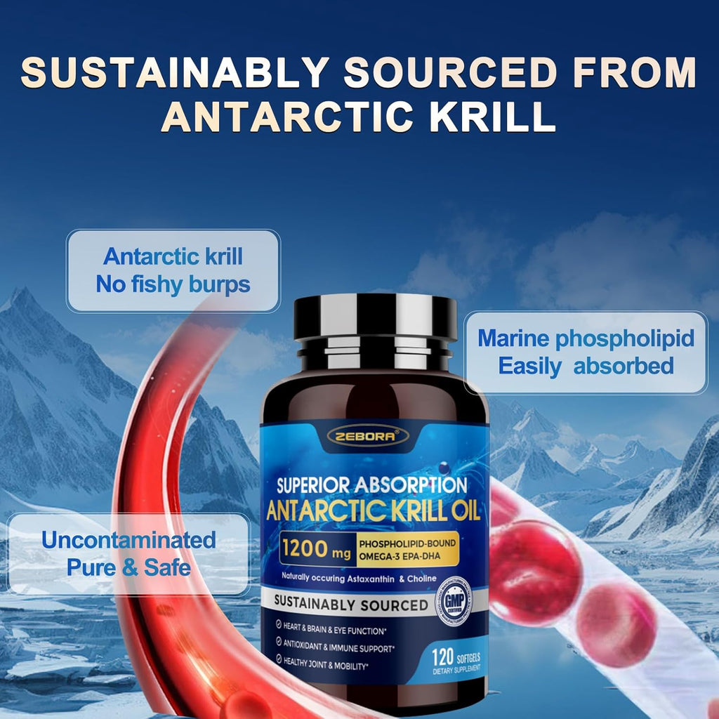 Krill Suplements Wild Antarctic Krill Oil Supplement, Rich in Omega-3, EPA, DHA ...