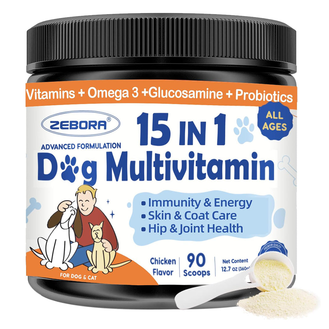 Dog & Cat Multivitamin Powder with Glucosamine, Probiotics, Omega 3