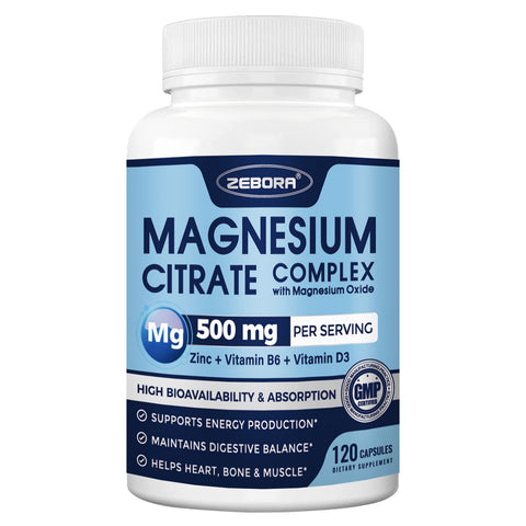 High Absorption Triple Magnesium Complex with Zinc and D3 for Total Body Support Vegan 120 Capsules