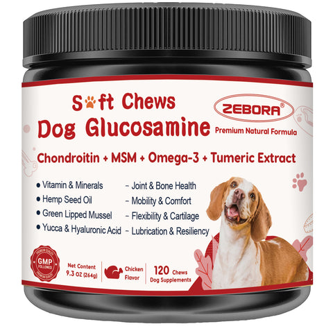 Glucosamine Joint Chews for Dogs with Chondroitin, MSM & Turmeric, 120 Soft Chews