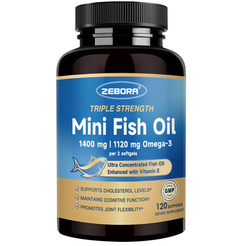 Triple Strength Mini Omega-3 Fish Oil 1400mg – rTG Omega 3 Ultra High-Potency – Supports Heart, Brain, Eye, Skin & Immune Health – Fatty Acids EPA, DHA & DPA, 120 Softgels