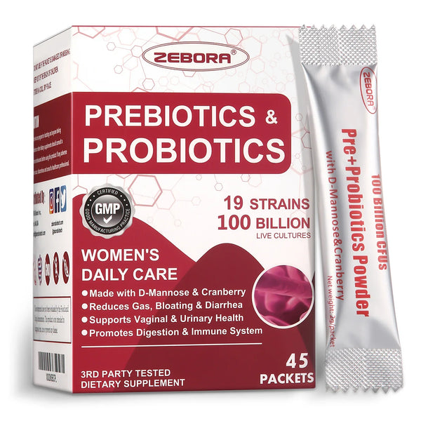 Probiotic Supplement + Prebiotic + Cranberry + D-Mannose for Women - ZEBORA