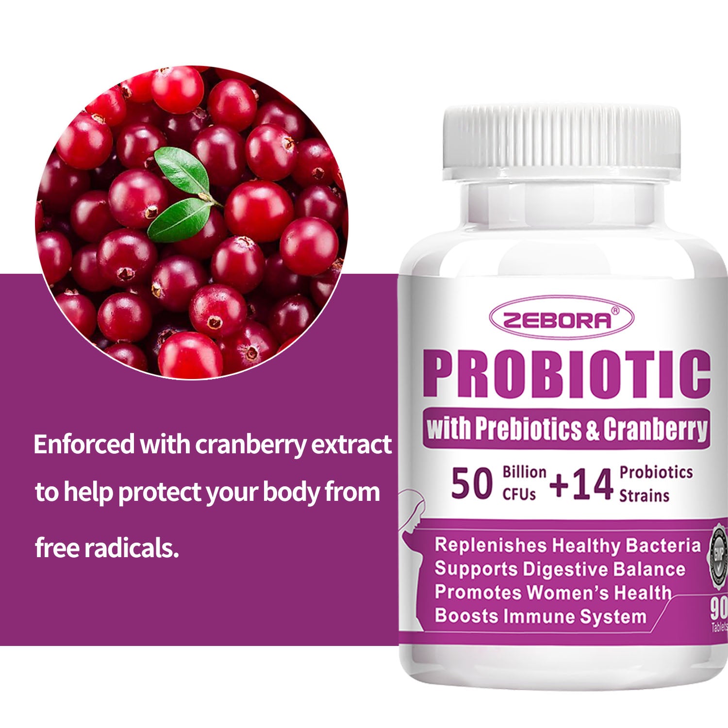 ZEBORA Probiotics for Women 90 Tablets